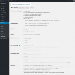 Page screenshot: Settings &rarr; Menu Editor &rarr; Settings