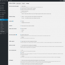Page screenshot: Settings &rarr; Menu Editor &rarr; Settings
