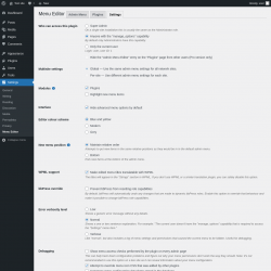 Page screenshot: Settings &rarr; Menu Editor &rarr; Settings