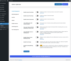 Page screenshot: Admin Optimizer