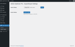 Page screenshot: Admin Optimizer &rarr; Export / Import