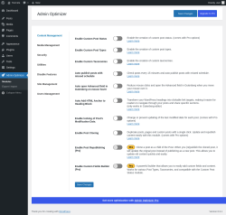 Page screenshot: Admin Optimizer