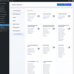 Page screenshot: Admin Optimizer