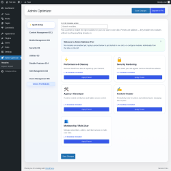 Page screenshot: Admin Optimizer