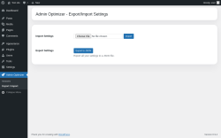 Page screenshot: Admin Optimizer &rarr; Export / Import
