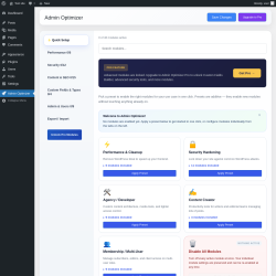 Page screenshot: Admin Optimizer