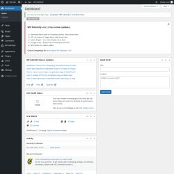 Page screenshot: Dashboard &lsaquo; Test site &mdash; WordPress