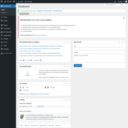 Page screenshot: Dashboard ‹ Test site — WordPress