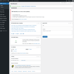 Page screenshot: Dashboard &lsaquo; Test site &mdash; WordPress