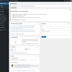Page screenshot: Dashboard &lsaquo; Test site &mdash; WordPress