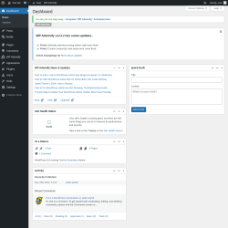 Page screenshot: Dashboard &lsaquo; Test site &mdash; WordPress