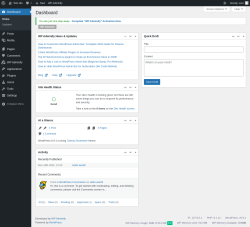 Page screenshot: Dashboard &lsaquo; Test site &mdash; WordPress