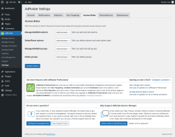 Page screenshot: AdRotate → Settings → Access Roles