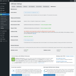 Page screenshot: AdRotate → Settings → Maintenance