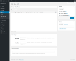 Page screenshot: Ads → Add New Ad