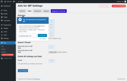 Page screenshot: Ads → Settings →  Tools