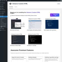 Page screenshot: Tools → Advance Custom HTML