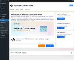Page screenshot: Tools → Advance Custom HTML
