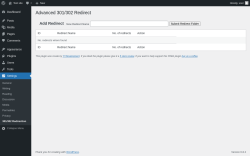 Page screenshot: Settings → 301/302 Redirection