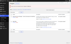 Page screenshot: Plugins &lsaquo; Test site &mdash; WordPress