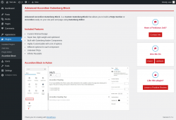 Page screenshot: Plugins  → Accordion Block