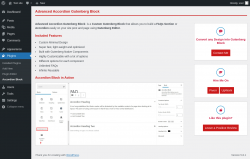 Page screenshot: Accordion Block ‹ Test site — WordPress