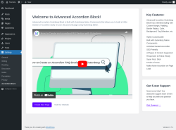 Page screenshot: Settings → Accordion Block