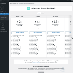 Page screenshot: Accordion Block → Upgrade  ➤