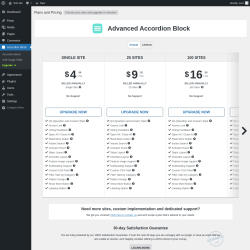 Page screenshot: Accordion Block → Upgrade  ➤