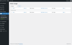 Page screenshot: Accordion Block → AAB Usage Table