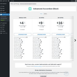 Page screenshot: Accordion Block → Upgrade  ➤