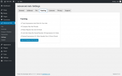 Page screenshot: Advanced Ads  → Settings → Tracking