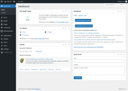 Page screenshot: Dashboard &lsaquo; Test site &mdash; WordPress
