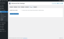 Page screenshot: Advanced Ads &rarr; Settings &rarr; Privacy