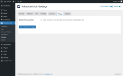 Page screenshot: Advanced Ads &rarr; Settings &rarr; Privacy