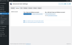 Page screenshot: Advanced Ads &rarr; Settings &rarr; AdSense
