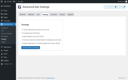 Page screenshot: Advanced Ads &rarr; Settings &rarr; Tracking