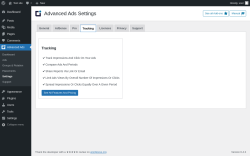 Page screenshot: Advanced Ads &rarr; Settings &rarr; Tracking