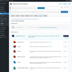 Page screenshot: Advanced Ads → Settings → Licenses