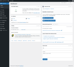 Page screenshot: Dashboard ‹ Test site — WordPress