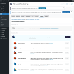Page screenshot: Advanced Ads &rarr; Settings &rarr; Licenses