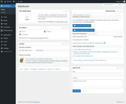 Page screenshot: Dashboard &lsaquo; Test site &mdash; WordPress