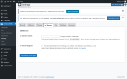 Page screenshot: Advanced Ads &rarr; Settings &rarr; Ad Blocker