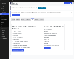 Page screenshot: Advanced Ads &rarr; Settings &rarr; Pro