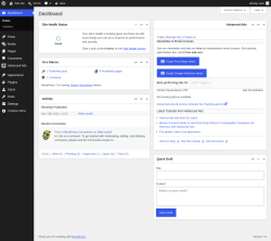 Page screenshot: Dashboard &lsaquo; Test site &mdash; WordPress