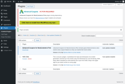 Page screenshot: Plugins ‹ Test site — WordPress