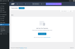 Page screenshot: ACF &rarr; Taxonomies