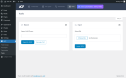 Page screenshot: ACF &rarr; Tools