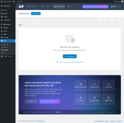Page screenshot: ACF &rarr; Taxonomies
