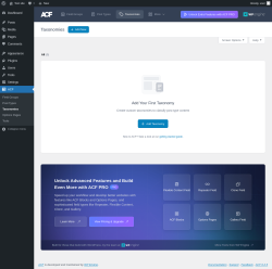 Page screenshot: ACF &rarr; Taxonomies